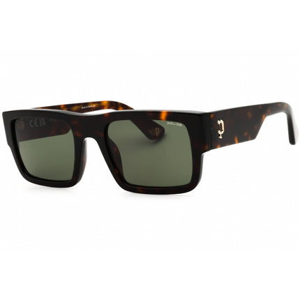 Police Men's Sunglasses - Shiny Havana Acetate Full Rim Rectangular | SPLL12 0722 ,