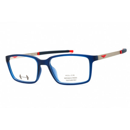Police Men's Eyeglasses - Matte Transparent Blue Full Rim Rectangular | VPLF85M 0U58 ,