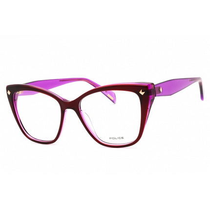 Police Women's Eyeglasses - Burgundy/Purple Acetate Full Rim Cat Eye | VPLM03 01CI ,