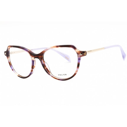 Police Women's Eyeglasses - Purple Streaked Brown Acetate Cat Eye Frame | VPLM07 0P82 ,