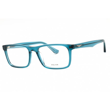 Police Unisex Eyeglasses - Shiny Transparent Blue Acetate Rectangular | VPLN16M 0W47 ,