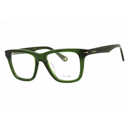 Police Unisex Eyeglasses - Shiny Transparent Green Acetate Rectangular | VPLN19M 0G61 ,