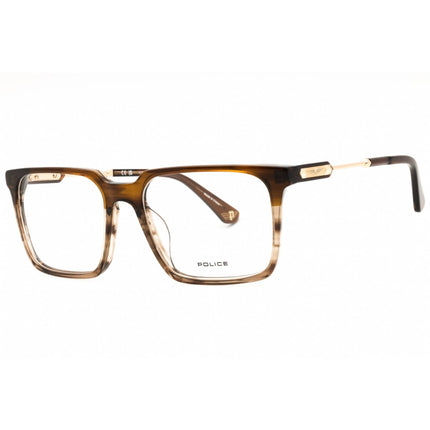 Police Men's Eyeglasses - Streaked Fading Ochre/Brown Full Rim Square | VPLN28 0AEX ,