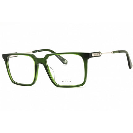 Police Men's Eyeglasses - Shiny Transparent Green Acetate Square Frame | VPLN28 0G61 ,
