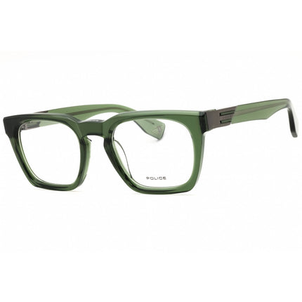 Police Men's Eyeglasses - Shiny Transparent Green Acetate Rectangular | VPLN64E 0G61 ,