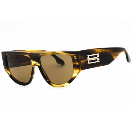 Victoria Beckham Women's Sunglasses - Brown Lens Striped Khaki Oval Frame | VB676S 318 ,