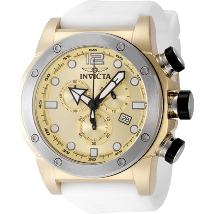 Invicta Men's Watch - Sea Hunter Chrono Gold Tone Dial White Silicone Strap | 48976 ,