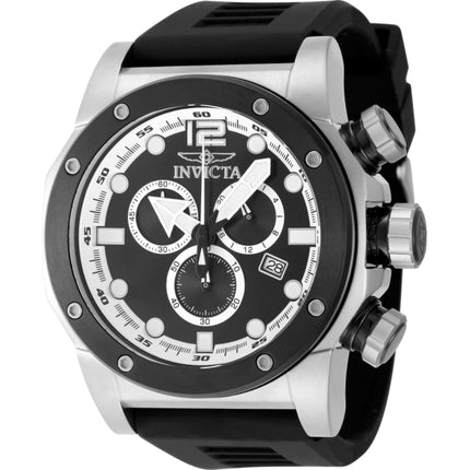 Invicta Men's Watch - Sea Hunter Quartz Chronograph Black Silicone Strap Date | 48979 ,