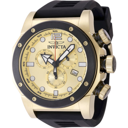 Invicta Men's Watch - Sea Hunter Quartz Chronograph Gold Dial Silicone Strap | 48980 ,