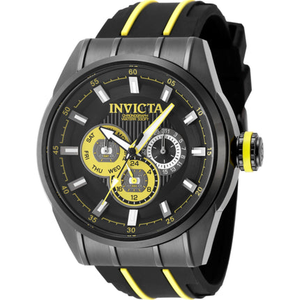 Invicta Men's Watch - Speedway Quartz Black and Yellow Dial Silicone Strap | 49052 ,