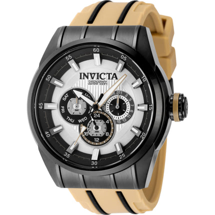 Invicta Men's Watch - Speedway Quartz Silver and Black Dial Silicone Strap | 49053 ,