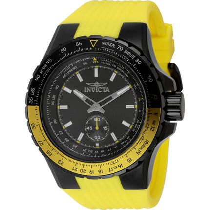 Invicta Men's Watch - Aviator Quartz Gunmetal Dial Yellow Silicone Strap | 49301 ,