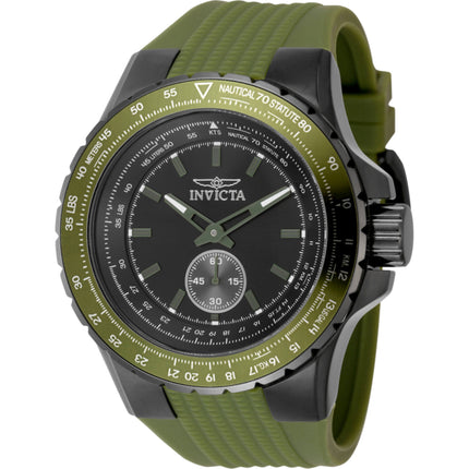 Invicta Men's Watch - Aviator Quartz Black Dial Green Silicone Rubber Strap | 49311 ,