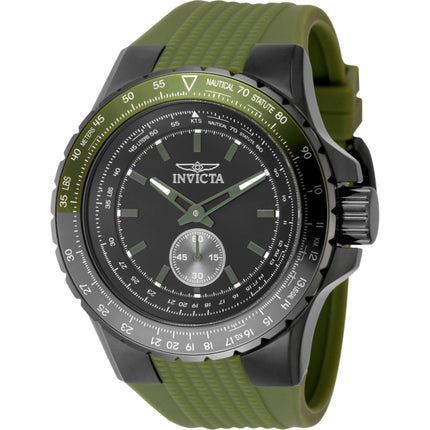 Invicta Men's Watch - Aviator Quartz Black Dial Green Silicone Rubber Strap | 49323 ,