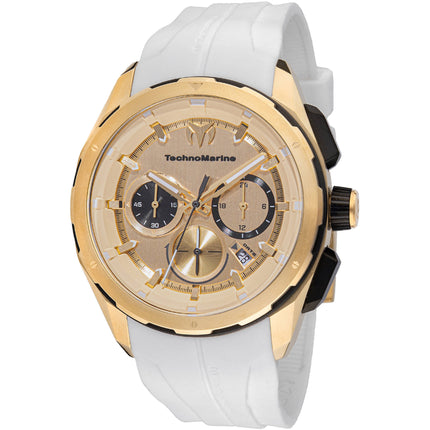 Technomarine Men's Watch - Ocean Nomad Black and Gold Dial White Strap | TM-318101 ,