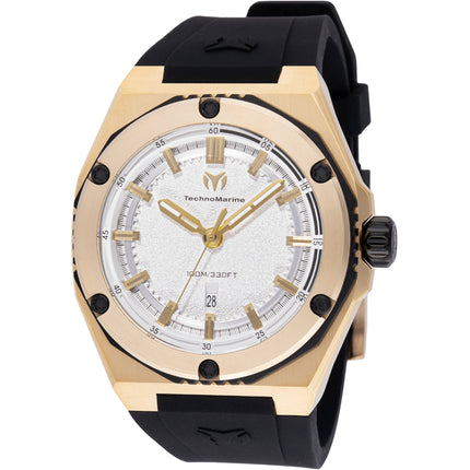 Technomarine Men's Watch - Coral Legacy Silver Dial Black Silicone Strap | TM-416068 ,