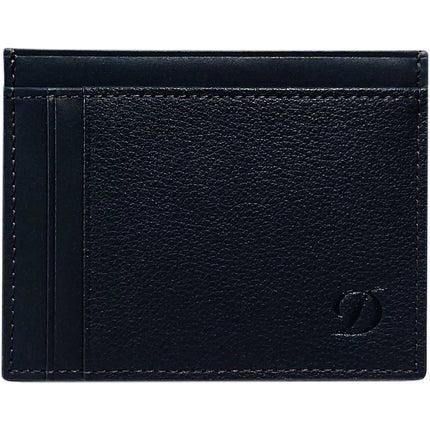 S.T. Dupont Men's Credit Card Holder - Line D Grained Blue Leather Bifold | 093004B ,