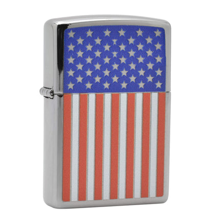 Zippo AD413 Amer Flag Chromed Out Lighter ,