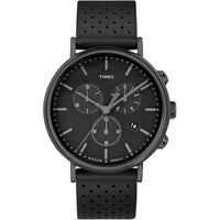 Timex Men's Watch - Fairfield Quartz Chrono Black Dial Leather Strap | TW2R26800VQ ,