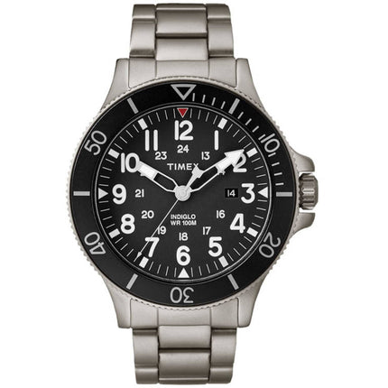 Timex Men's Watch - Allied Coastline Quartz Black Dial Silver Bracelet | TW2R461009J ,