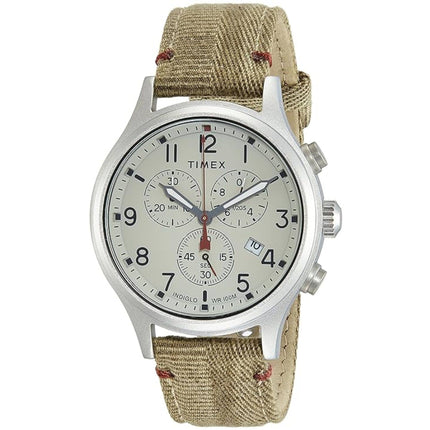 Timex Men's Watch - Allied Chronograph Beige Dial Brown Nylon Strap | TW2R605009J ,