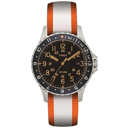 Timex Men's Watch - Timex Lab Archive Black Dial White and Orange Strap | TW2R75900LG ,