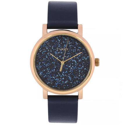 Timex Women's Watch - Crystal Opulence Quartz Blue Dial Leather Strap | TW2R98100ZA ,