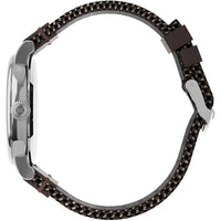 Timex Men's Watch - Standard Black Dial Brown Leather and Fabric Strap | TW2U89600VQ ,