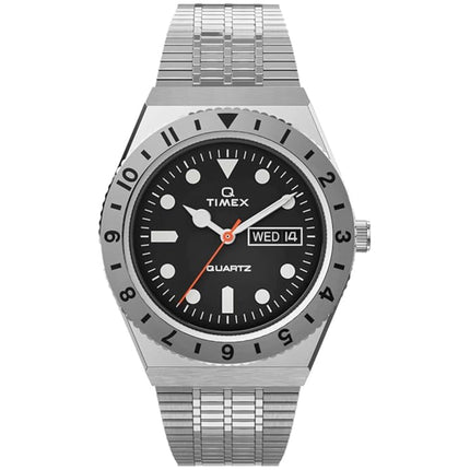 Timex Men's Watch - Q Reissue Quartz Black Dial Silver Steel Bracelet | TW2V00100ZV ,