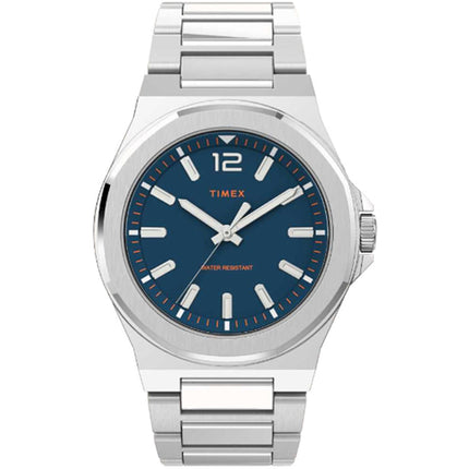 Timex Men's Watch - Essex Avenue Quartz Blue Dial Silver Steel Bracelet | TW2V02000VQ ,