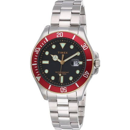 Timex Men's Watch - Harborside Coast Black Dial Silver Steel Bracelet | TW2V27400VQ ,