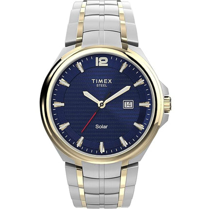 Timex Men's Watch - Solar Powered Blue Dial Two Tone Steel Bracelet | TW2V39700JI ,