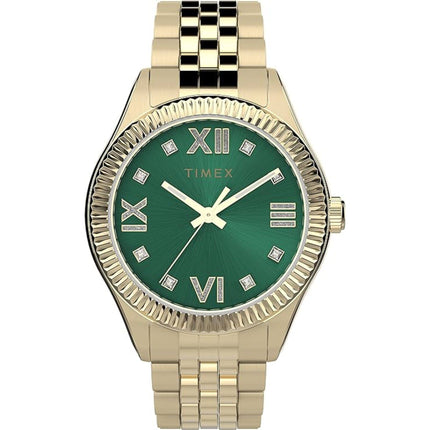 Timex Women's Watch - Waterbury Quartz Green Dial Yellow Gold Bracelet | TW2V45500VQ ,