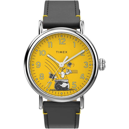Timex Unisex Watch - Standard Peanuts Quartz Yellow Dial Black Strap | TW2V60400VQ ,