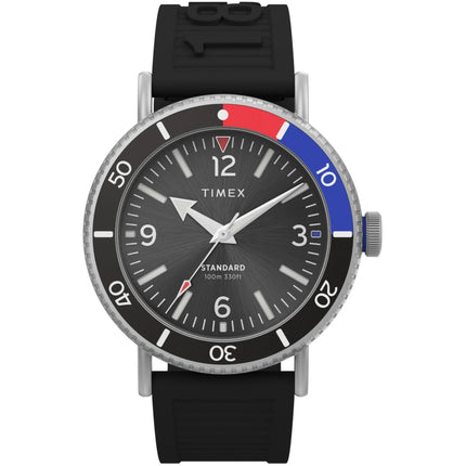 Timex Men's Watch - Standard Rotating Bezel Black Dial Rubber Strap | TW2V71800VQ ,