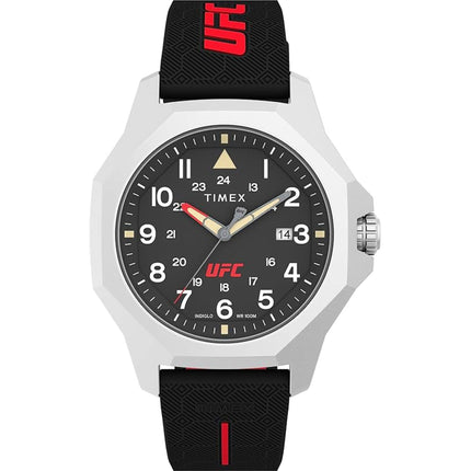 Timex Men's Watch - UFC Reveal Quartz Black and Red Rubber Strap Date | TW2V85400JR ,
