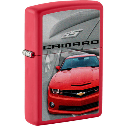 Zippo Windproof Pocket Lighter - Chevrolet Design Fiery Red Matte Finish | 46304 ,