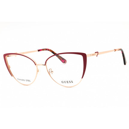 Guess Women's Eyeglasses - Matte Bordeaux Metal Cat Eye Full Rim Frame | GU2813 070 ,