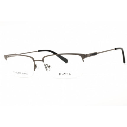 Guess Men's Eyeglasses - Shiny Gunmetal Metal Rectangular Half Rim Frame | GU50005 008 ,
