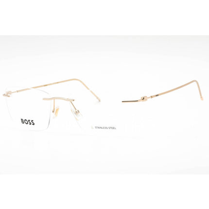 Hugo Boss Men's Eyeglasses - Gold Metal Rectangular Rimless Frame | BOSS 1421 0J5G 00 ,
