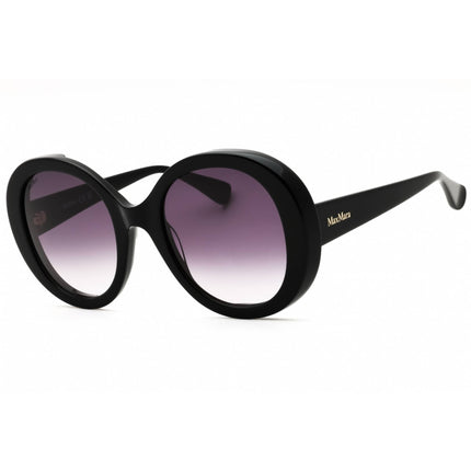 Max Mara Women's Sunglasses - Shiny Black Acetate Round Full Rim Frame | MM0074 01B ,