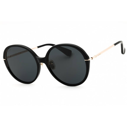 Max Mara Women's Sunglasses - Shiny Black Acetate Round Full Rim Frame | MM0111-K 01A ,