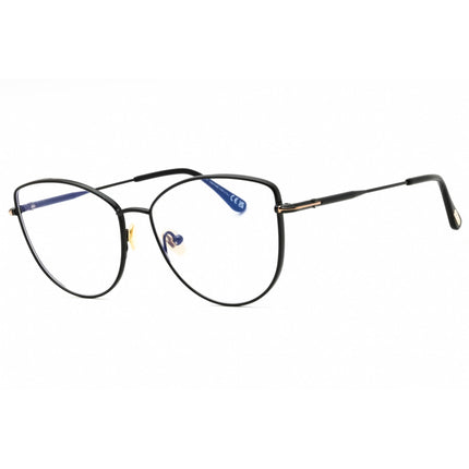 Tom Ford Women's Eyeglasses - Shiny Black Metal Cat Eye Full Rim Frame | FT5667-B 001 ,