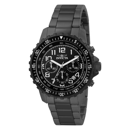 Invicta 1328 Men's Specialty Black Dial Gunmetal IP Steel Bracelet Chronograph Watch ,