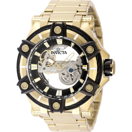 Invicta Men's Watch - Bolt Automatic Skeleton Black Dial Yellow Gold Bracelet | 49058 ,