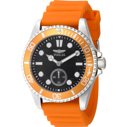 Invicta Men's Watch - Pro Diver Quartz Round Black Dial Orange Silicone Strap | 49337 ,