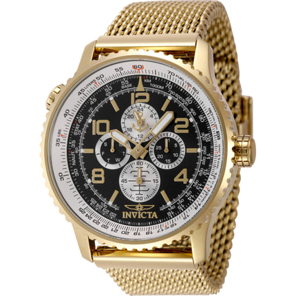 Invicta Men's Watch - Ocean Voyage Quartz Black Dial Yellow Gold Bracelet | 49412 ,