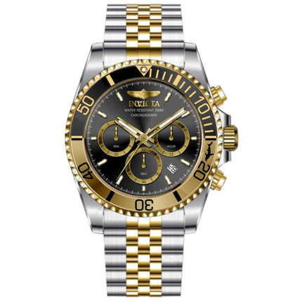 Invicta Men's Watch - Pro Diver Quartz Chrono Black Dial Two Tone Bracelet | 49837 ,