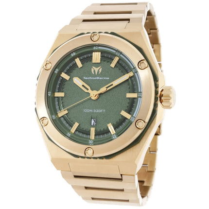 Technomarine Men's Watch - Coral Legacy Olive Green Dial Steel Bracelet | TM-416062 ,