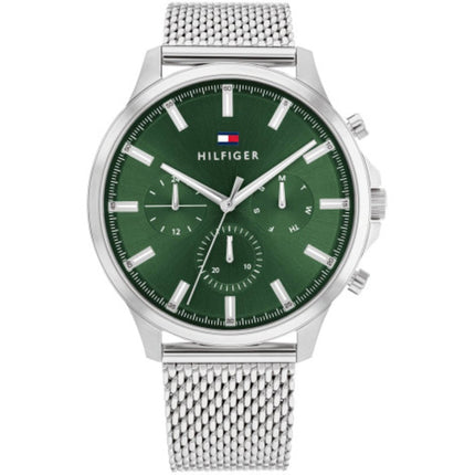 Tommy Hilfiger Men's Watch - Ryder Quartz Green Dial Silver Mesh Bracelet | 1710499 ,